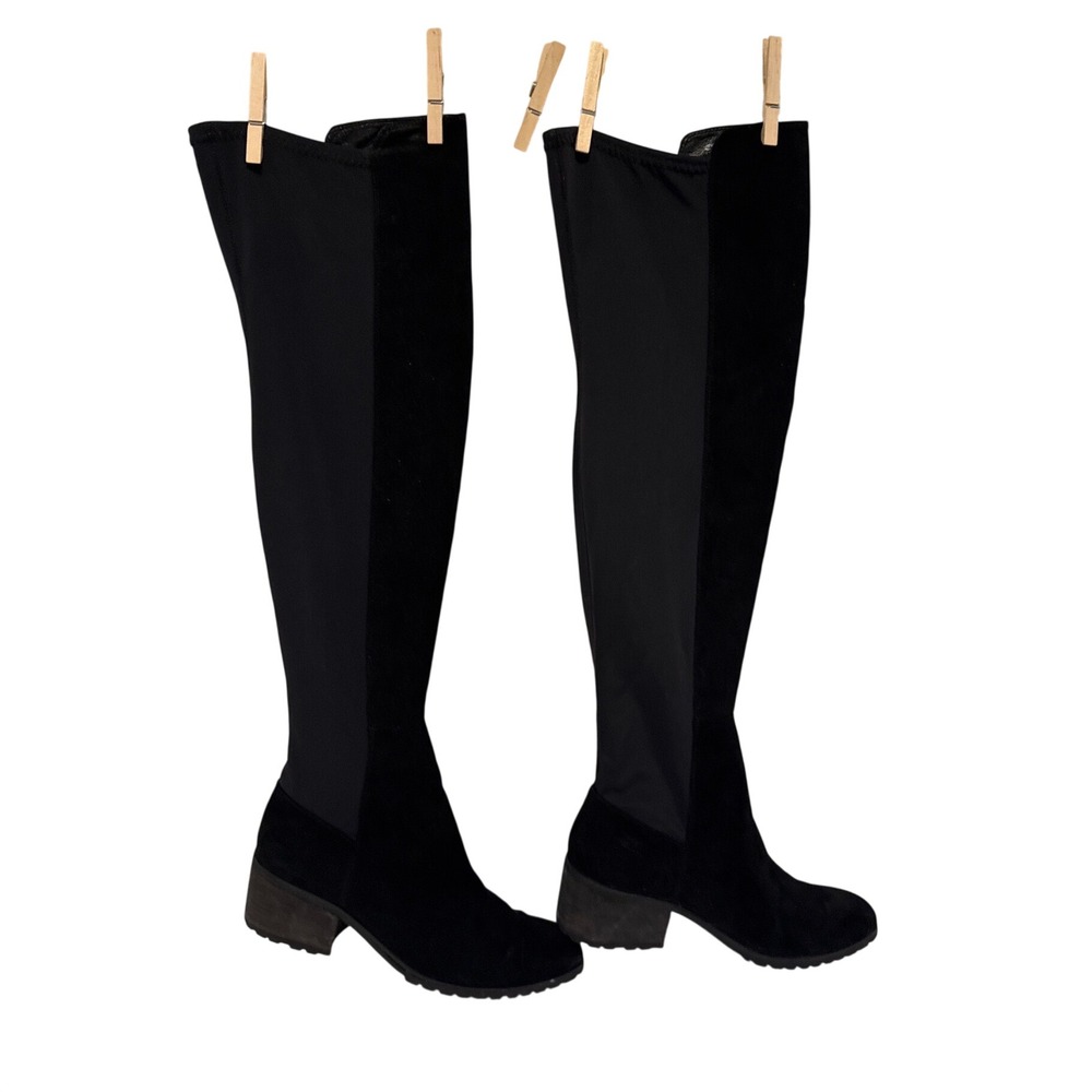 Charles by Charles David Women 9.5 Black Over Knee Stretch Back Block Heel Boots
